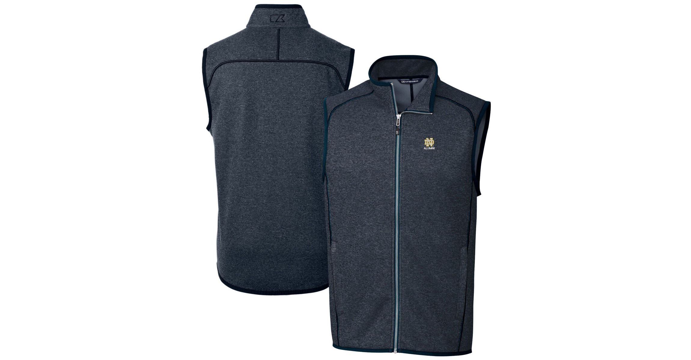 NCAA Heather Notre Dame Fighting Irish Alumni Logo Mainsail Sweater Knit Fleece Full-Zip Vest