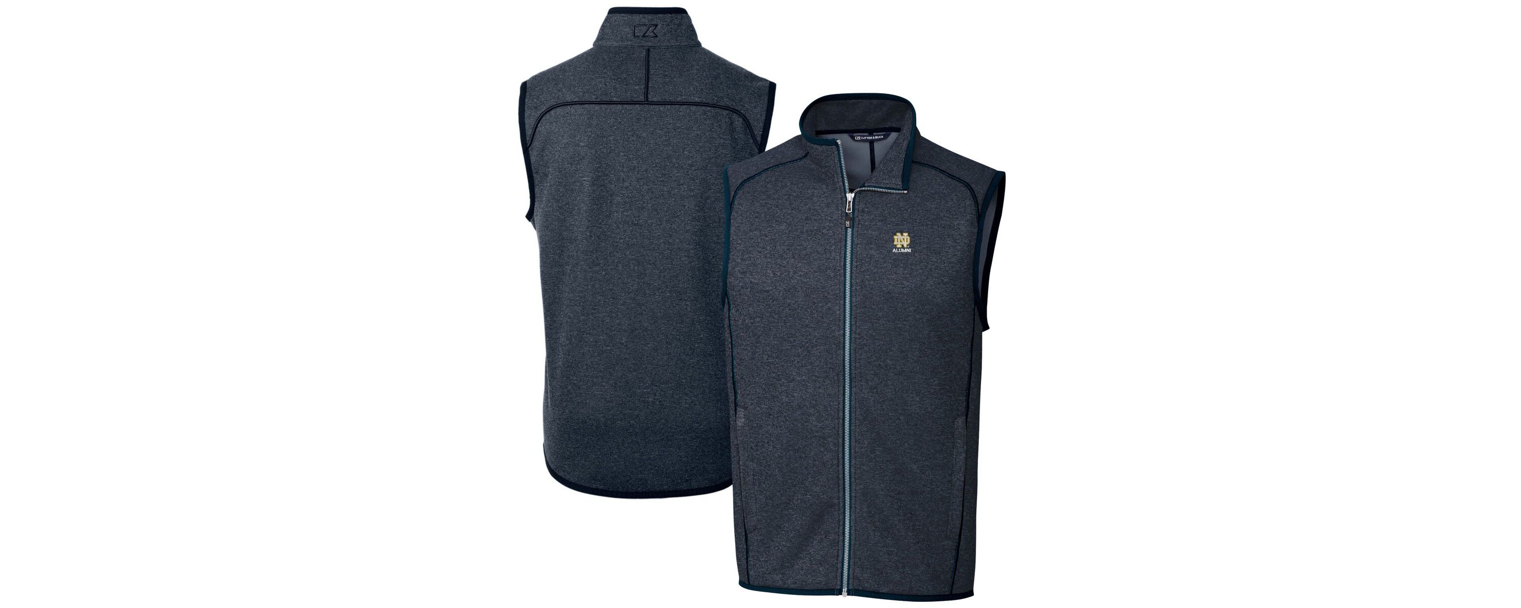 NCAA Heather Notre Dame Fighting Irish Alumni Logo Mainsail Sweater Knit Fleece Full-Zip Vest