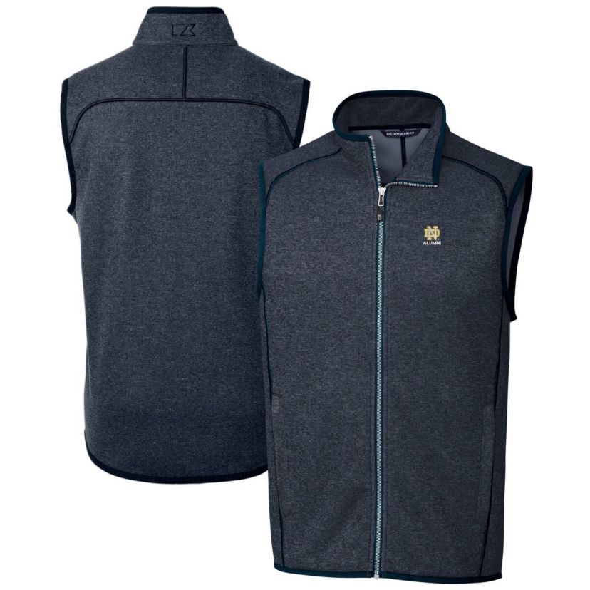 NCAA Heather Notre Dame Fighting Irish Alumni Logo Mainsail Sweater Knit Fleece Full-Zip Vest