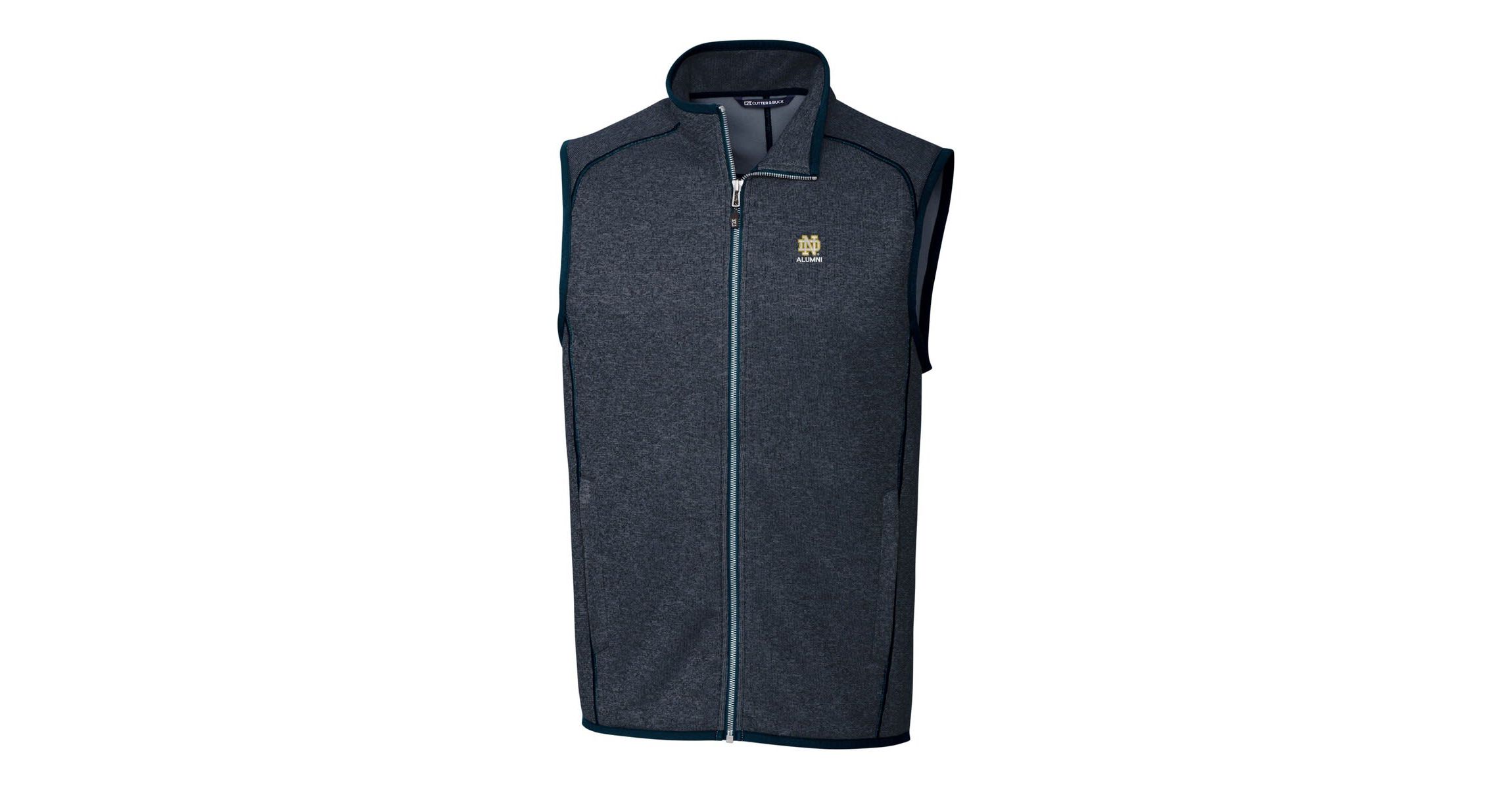 NCAA Heather Notre Dame Fighting Irish Alumni Logo Mainsail Sweater Knit Fleece Full-Zip Vest