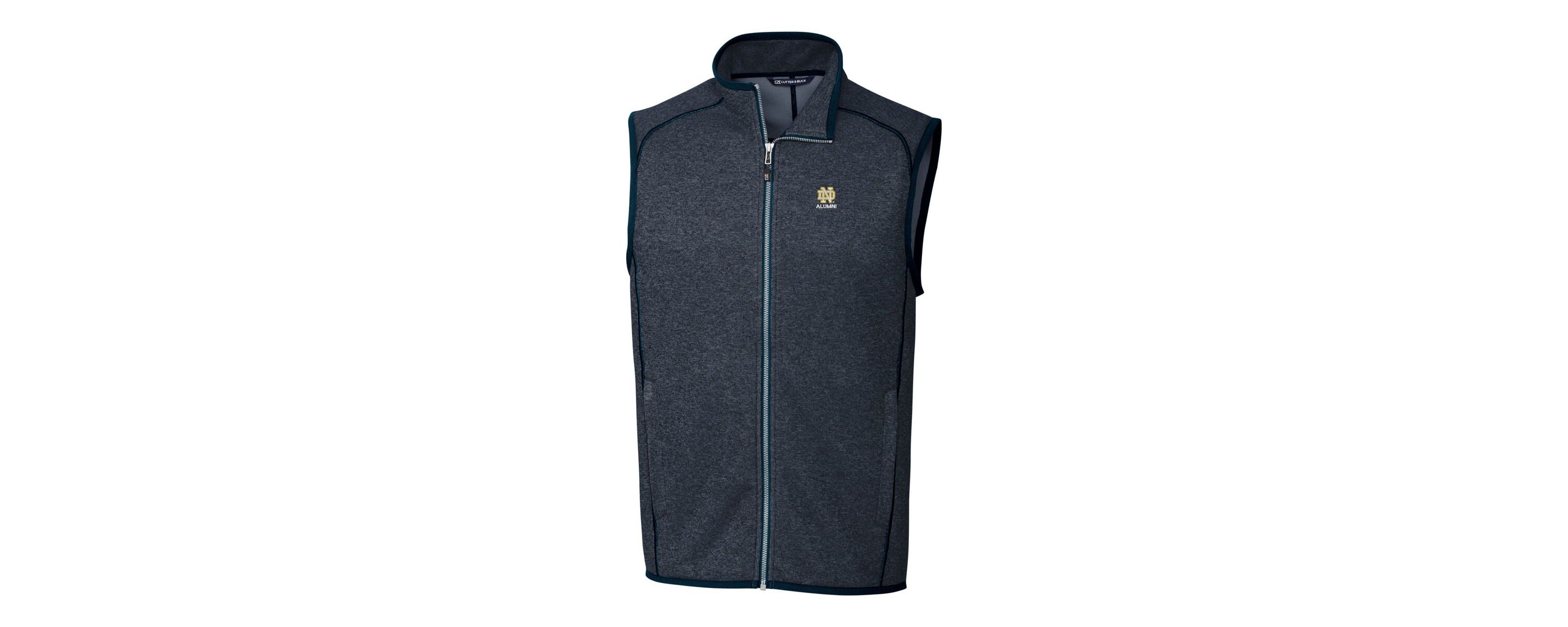 NCAA Heather Notre Dame Fighting Irish Alumni Logo Mainsail Sweater Knit Fleece Full-Zip Vest