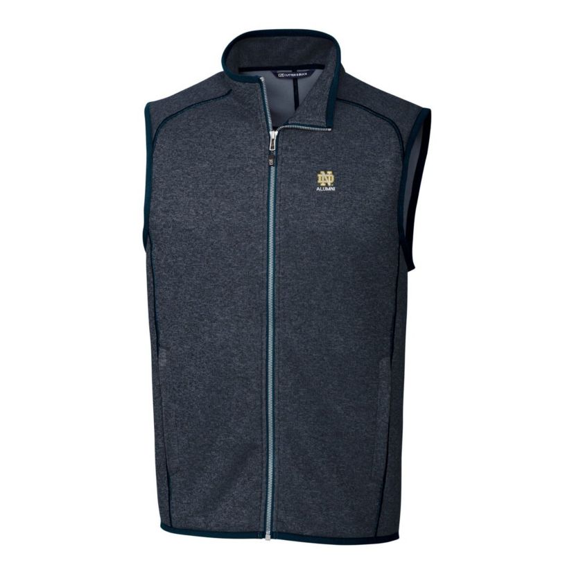 NCAA Heather Notre Dame Fighting Irish Alumni Logo Mainsail Sweater Knit Fleece Full-Zip Vest