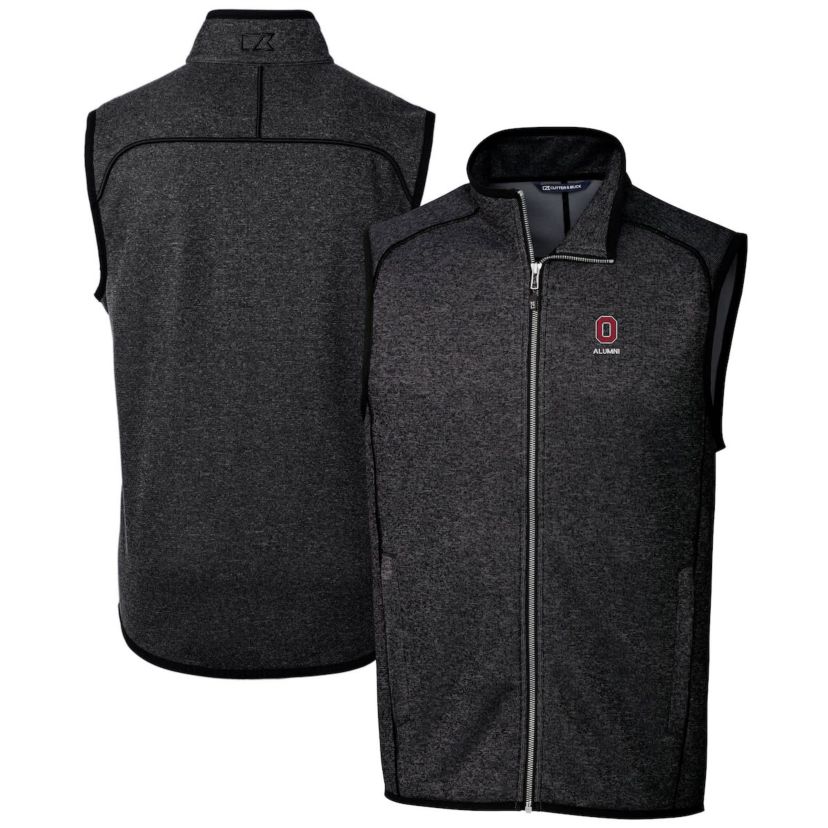 NCAA Heather Ohio State Buckeyes Alumni Logo Mainsail Sweater Knit Fleece Full-Zip Vest