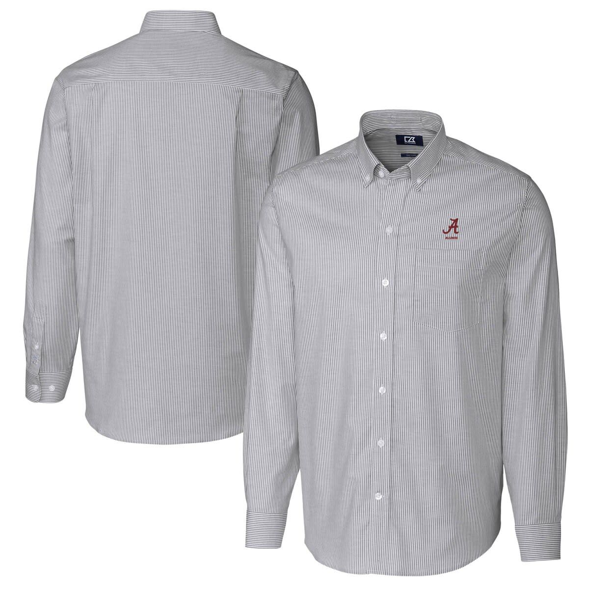 Alabama Crimson Tide NCAA Alabama Tide Alumni Logo Stretch Oxford Stripe Long Sleeve Button-Down Shirt
