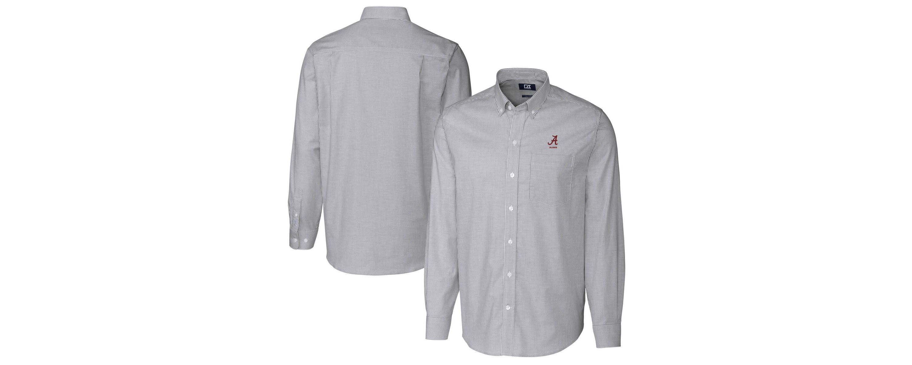 Alabama Crimson Tide NCAA Alabama Tide Alumni Logo Stretch Oxford Stripe Long Sleeve Button-Down Shirt
