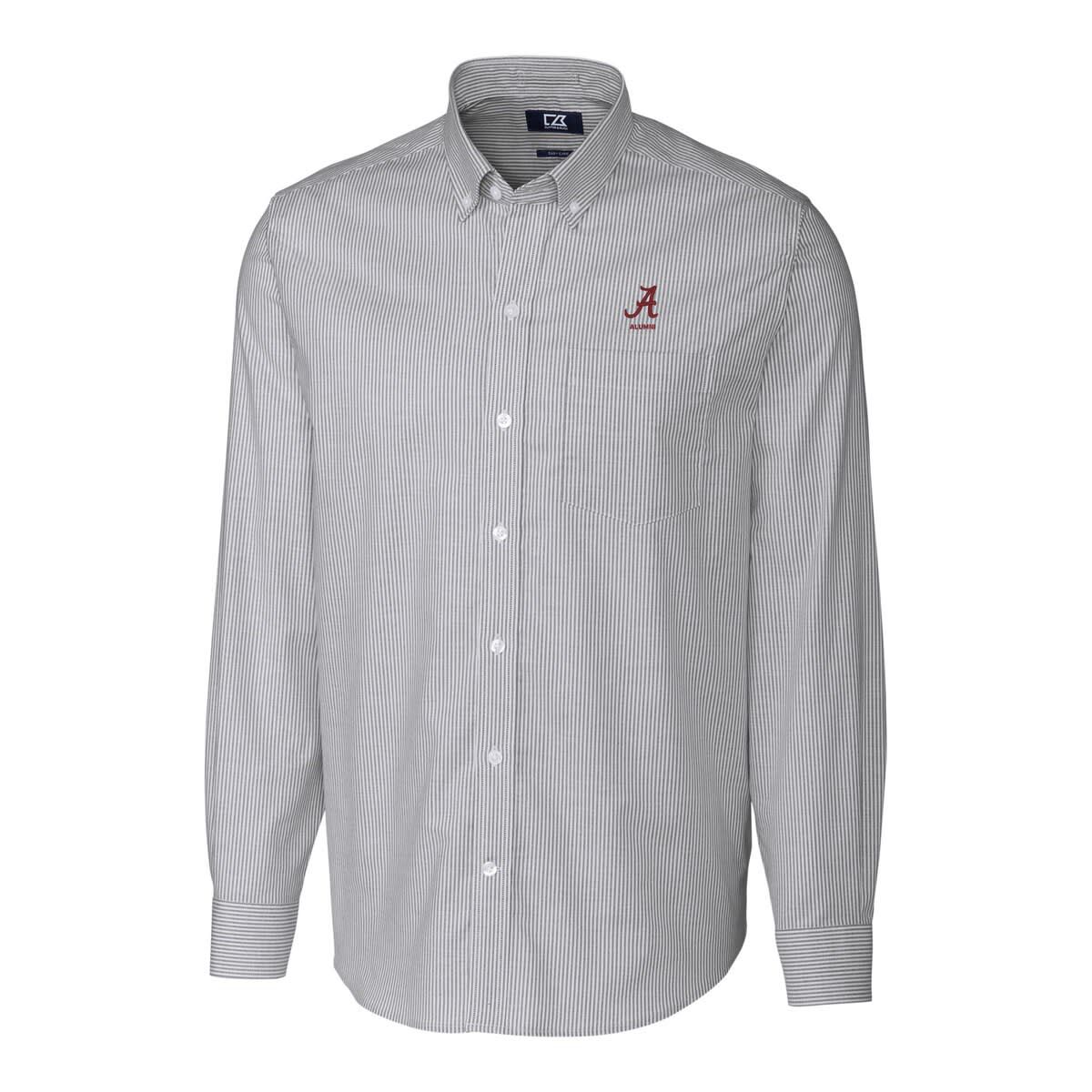 Alabama Crimson Tide NCAA Alabama Tide Alumni Logo Stretch Oxford Stripe Long Sleeve Button-Down Shirt