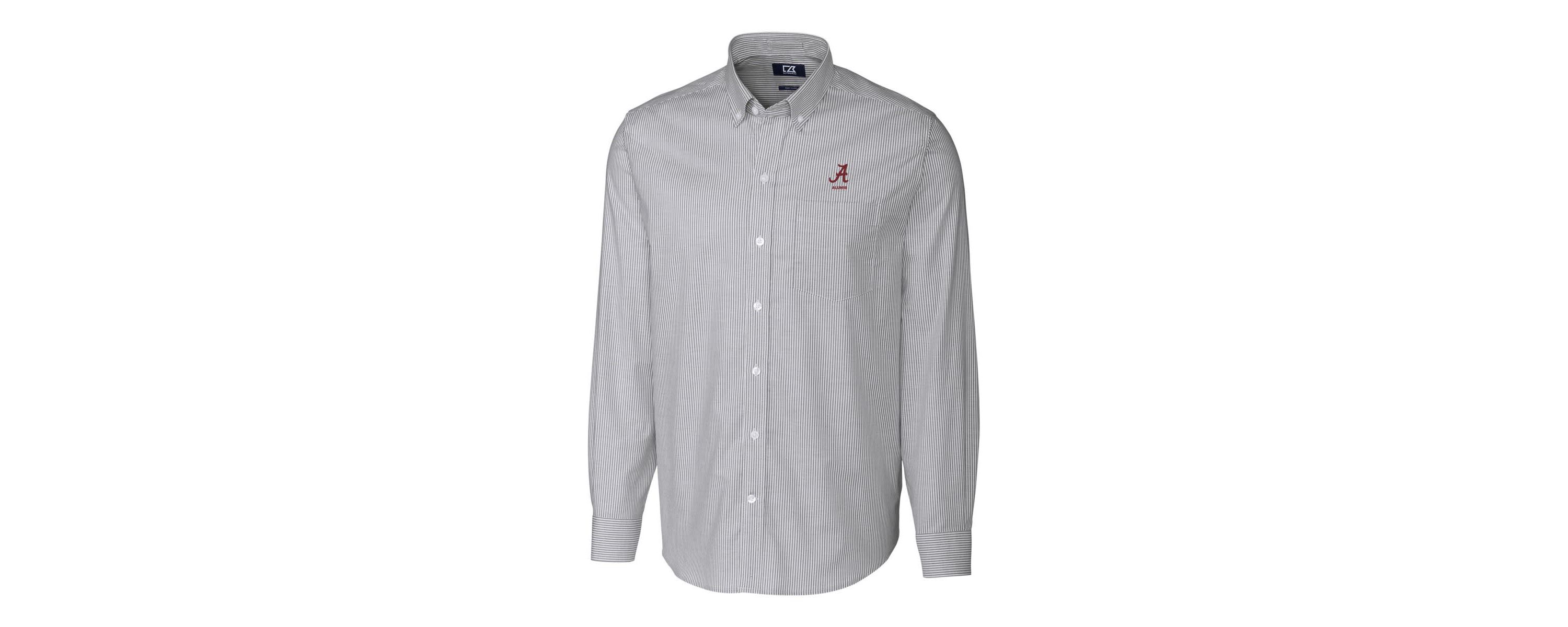 Alabama Crimson Tide NCAA Alabama Tide Alumni Logo Stretch Oxford Stripe Long Sleeve Button-Down Shirt