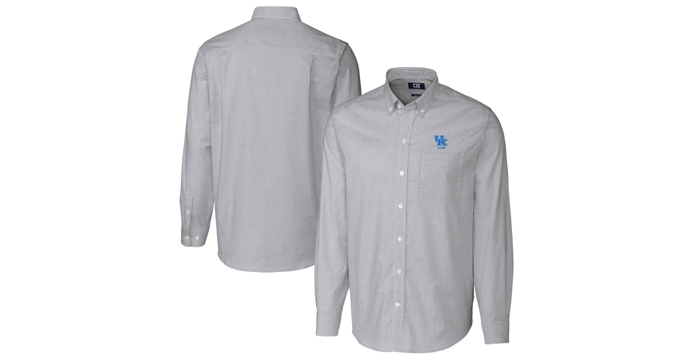 NCAA Kentucky Wildcats Alumni Logo Stretch Oxford Stripe Long Sleeve Button-Down Shirt
