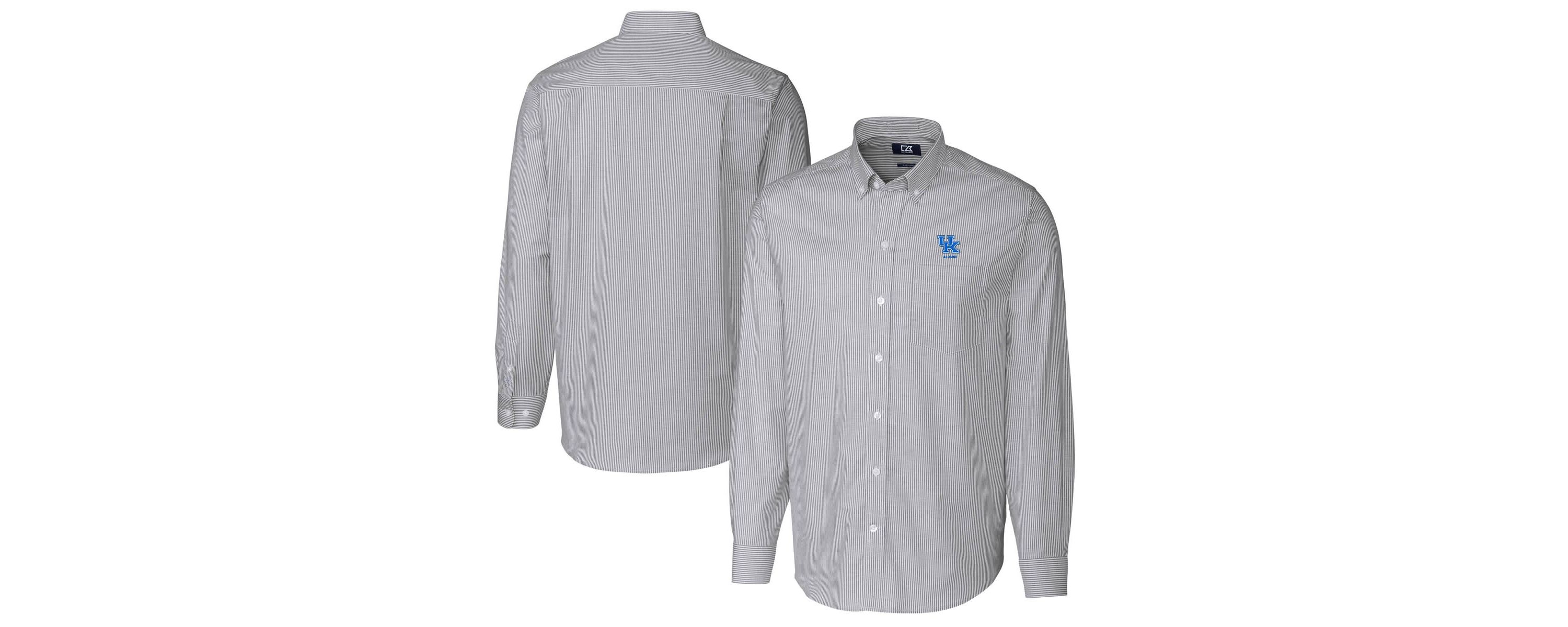 NCAA Kentucky Wildcats Alumni Logo Stretch Oxford Stripe Long Sleeve Button-Down Shirt