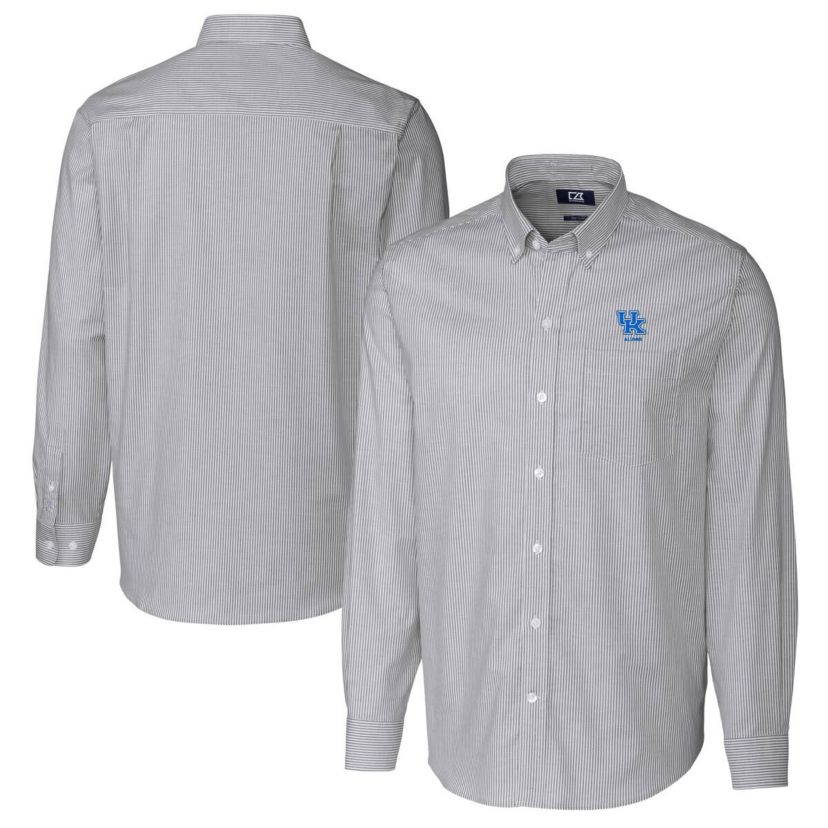 NCAA Kentucky Wildcats Alumni Logo Stretch Oxford Stripe Long Sleeve Button-Down Shirt