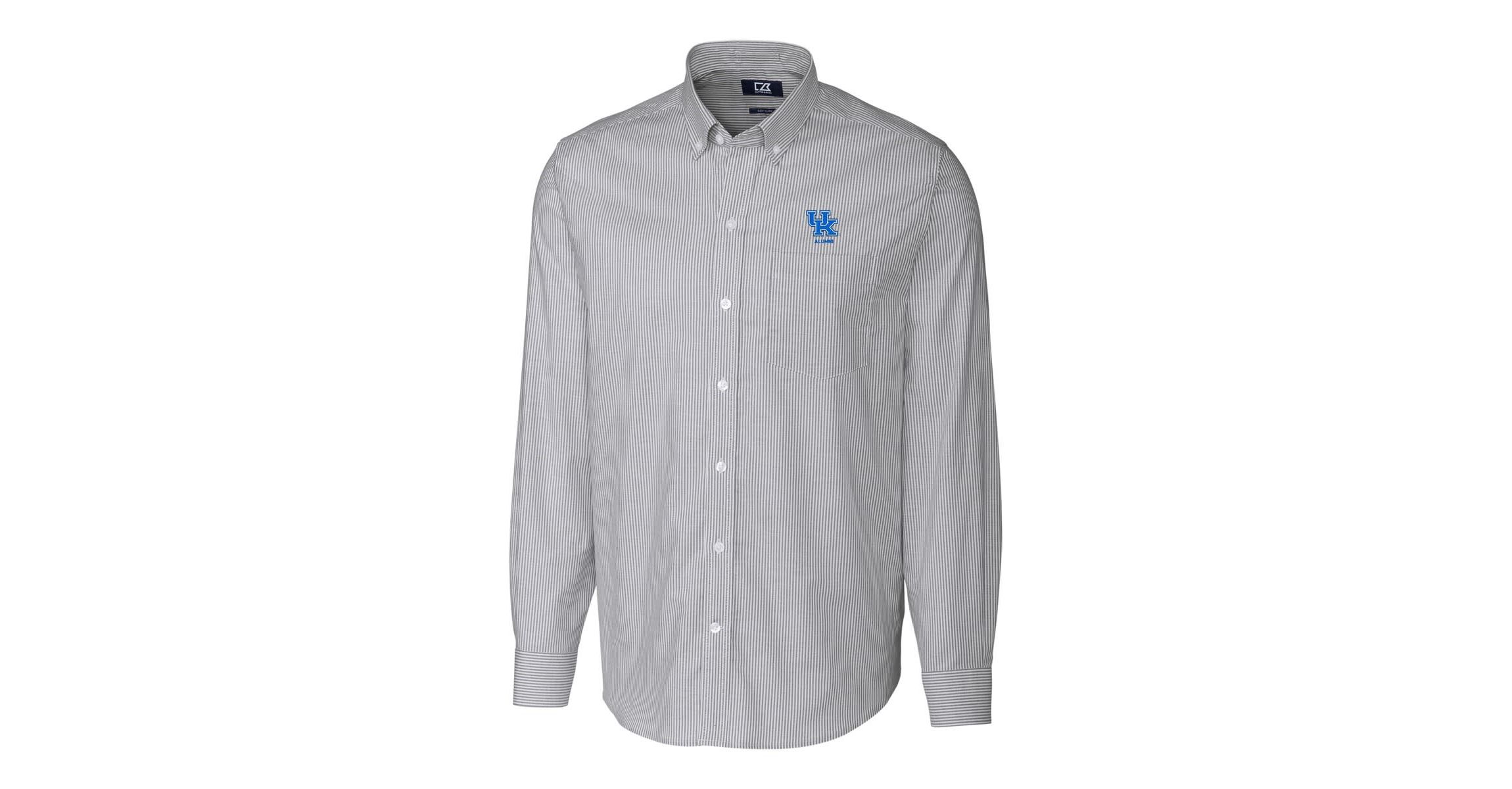 NCAA Kentucky Wildcats Alumni Logo Stretch Oxford Stripe Long Sleeve Button-Down Shirt