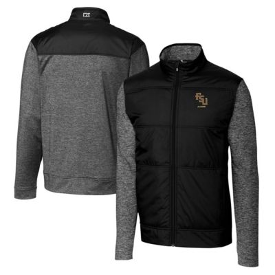 Cutter & Buck Men's NCAA Florida State Seminoles Alumni Logo Stealth Hybrid Quilted Full-Zip Windbreaker Jacket, Black, 2XL -  0197657364392