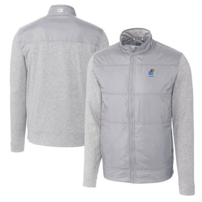 Cutter & Buck Men's NCAA Kansas Jayhawks Alumni Logo Stealth Hybrid Quilted Full-Zip Windbreaker Jacket, Gray, 2XL -  0197525965409