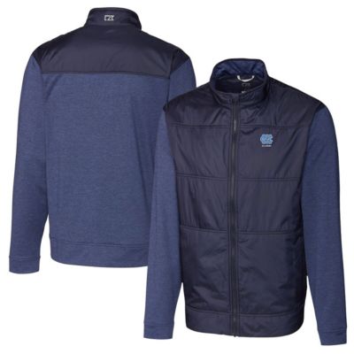 Cutter & Buck Men's NCAA North Carolina Tar Heels Alumni Logo Stealth Hybrid Quilted Full-Zip Windbreaker Jacket, Navy Blue, 2XL -  0197657057249