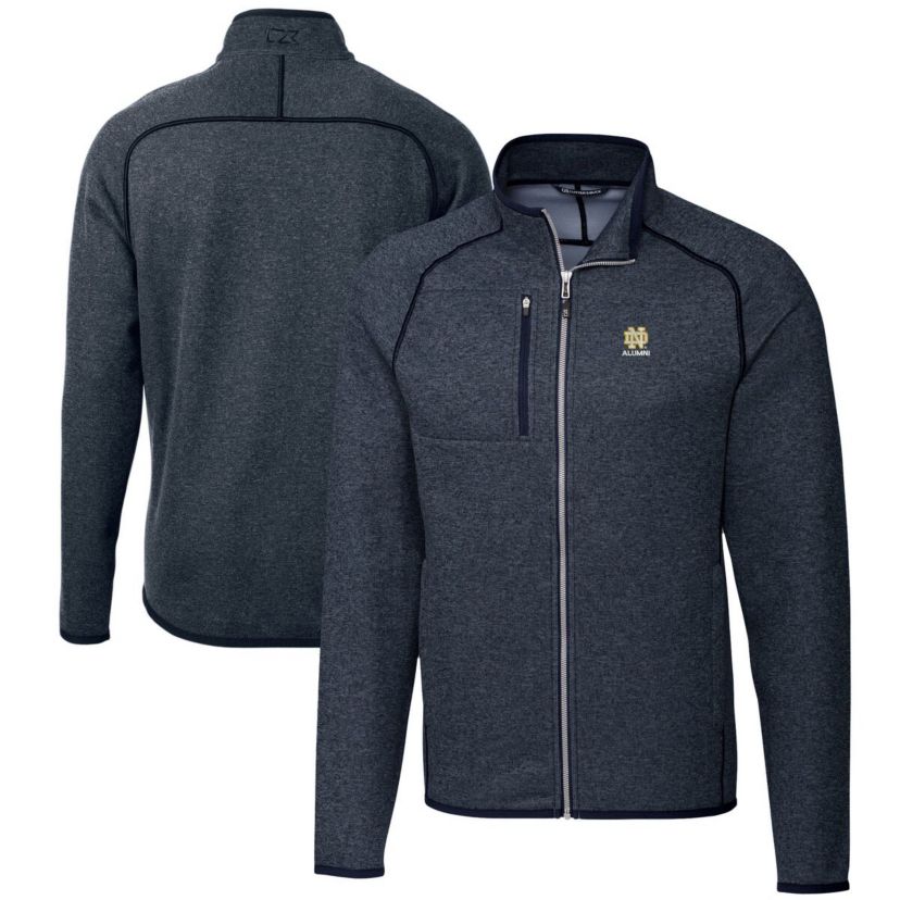 NCAA Heather Notre Dame Fighting Irish Alumni Logo Mainsail Sweater-Knit Full-Zip Jacket