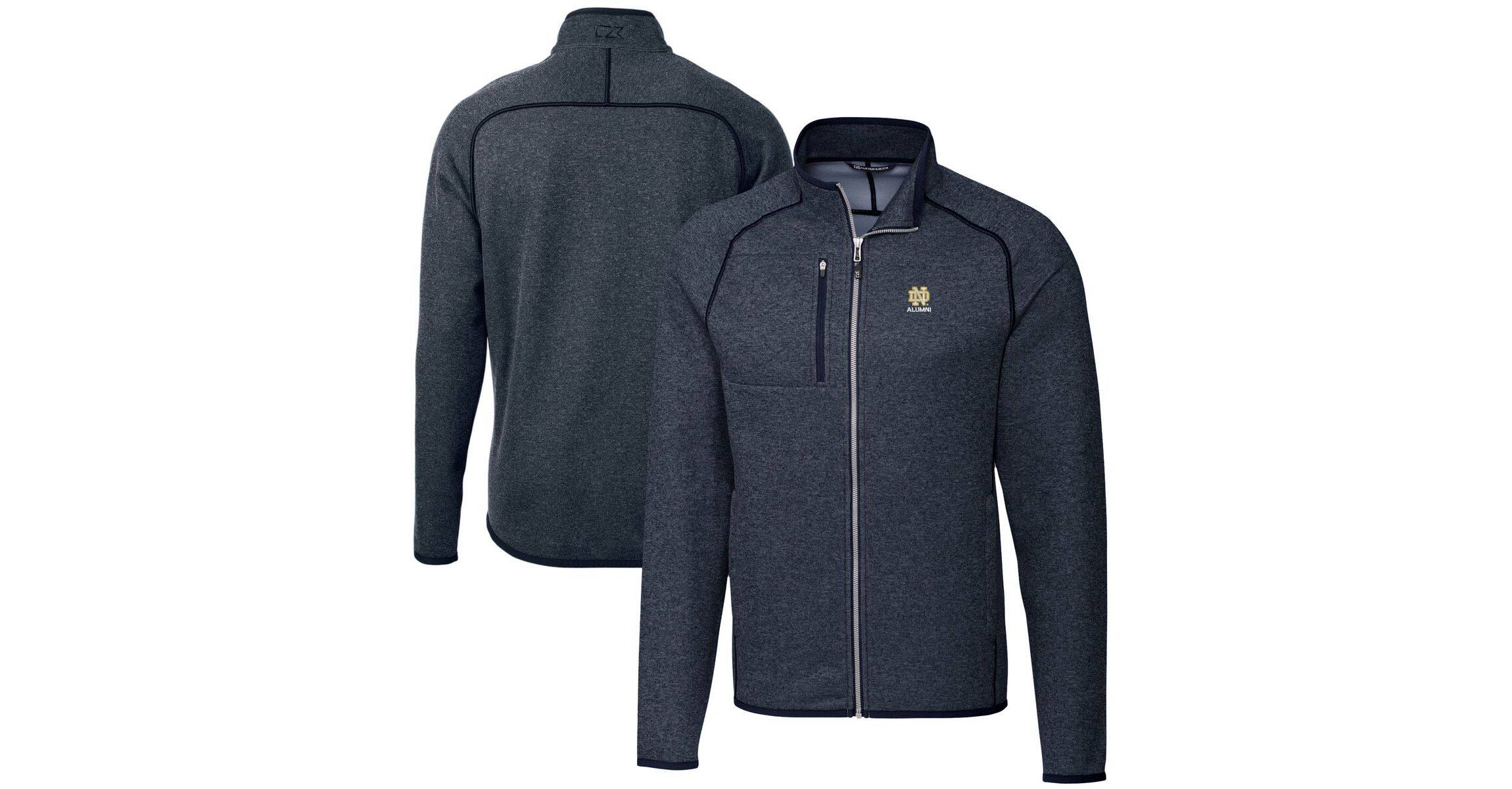 NCAA Heather Notre Dame Fighting Irish Alumni Logo Mainsail Sweater-Knit Full-Zip Jacket
