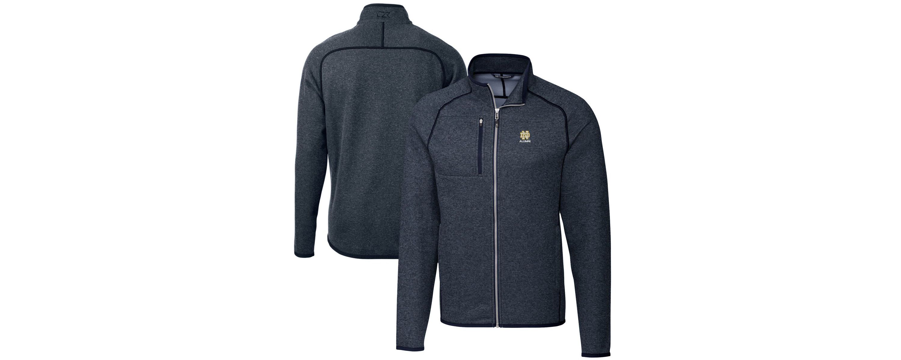 NCAA Heather Notre Dame Fighting Irish Alumni Logo Mainsail Sweater-Knit Full-Zip Jacket