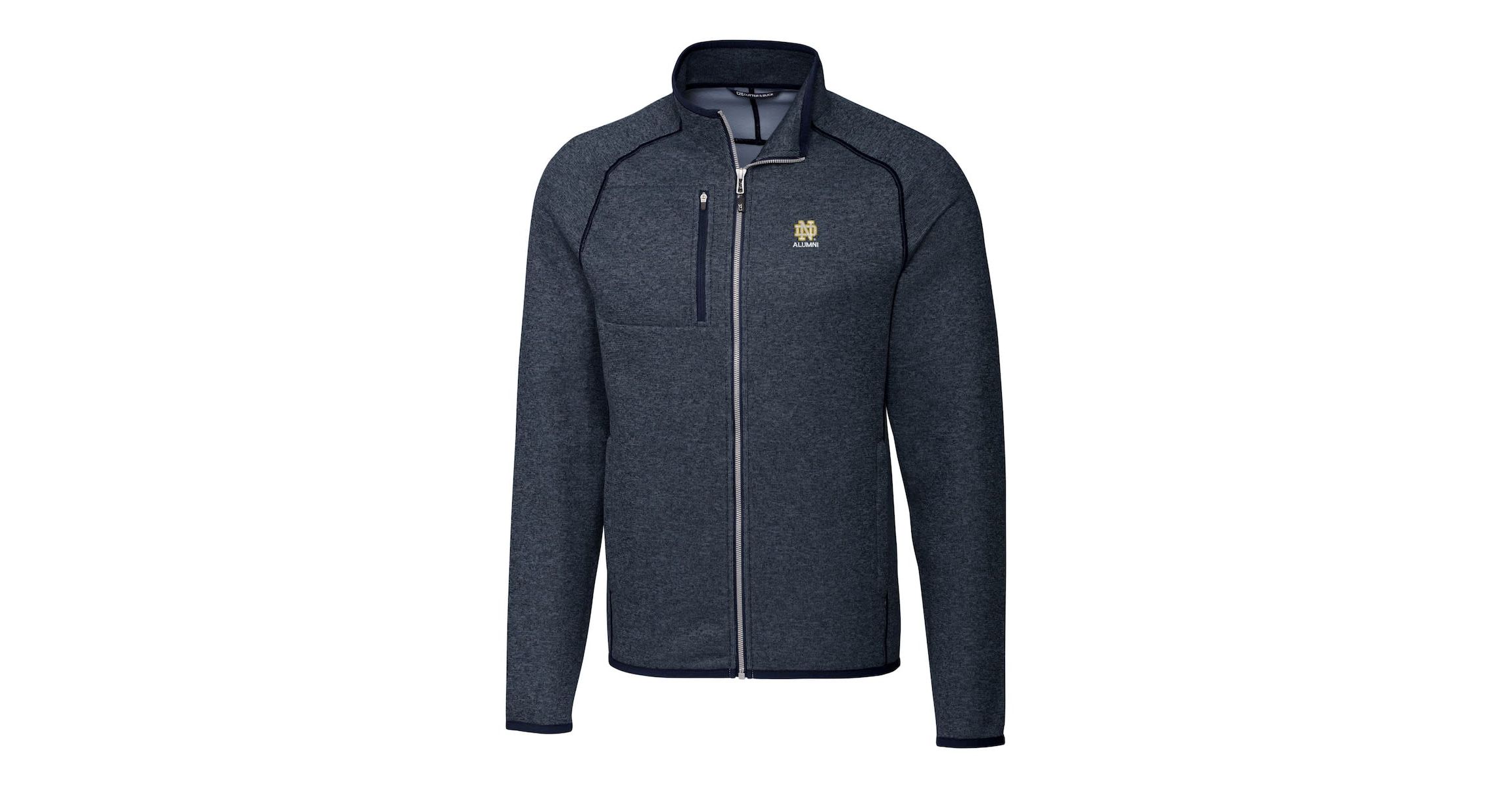 NCAA Heather Notre Dame Fighting Irish Alumni Logo Mainsail Sweater-Knit Full-Zip Jacket