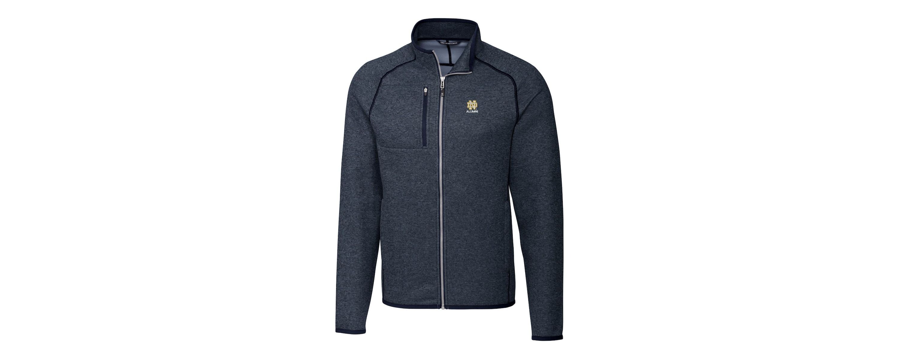 NCAA Heather Notre Dame Fighting Irish Alumni Logo Mainsail Sweater-Knit Full-Zip Jacket