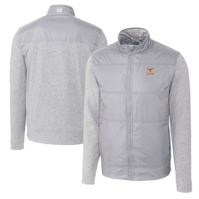 Cutter & Buck Men's NCAA Texas Longhorns Alumni Logo Stealth Hybrid Quilted Full-Zip Windbreaker Jacket, Gray, 2XL -  0197525742024