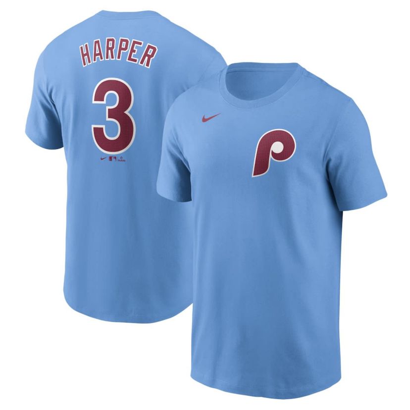 MLB Nike Bryce Harper Light Philadelphia Phillies Fuse Name & Number T-Shirt