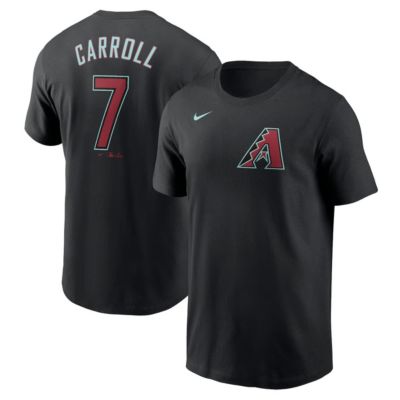 Men's MLB Nike Corbin Carroll Arizona Diamondbacks Fuse Name & Number T-Shirt, Black, 2XL