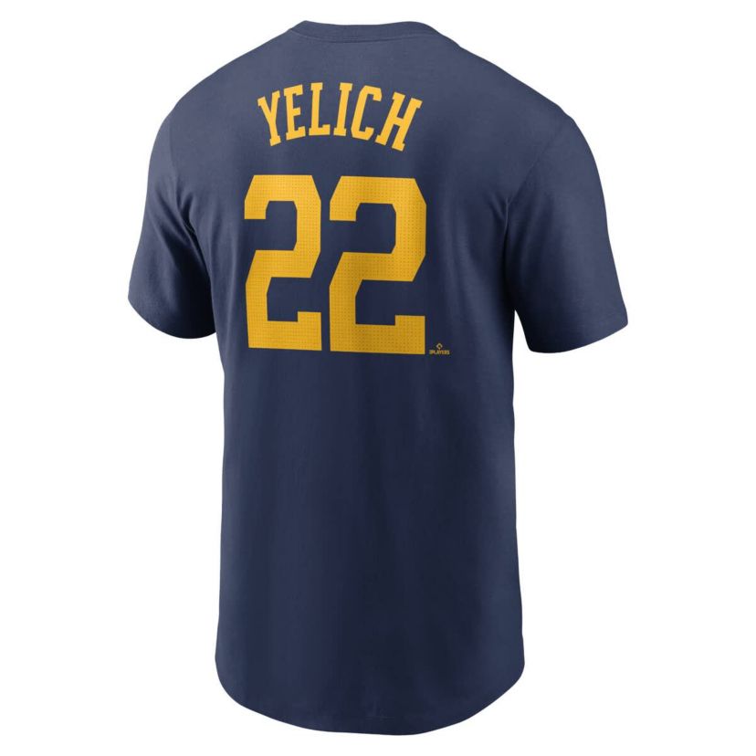 MLB Nike Christian Yelich Milwaukee Brewers Fuse Name & Number T-Shirt