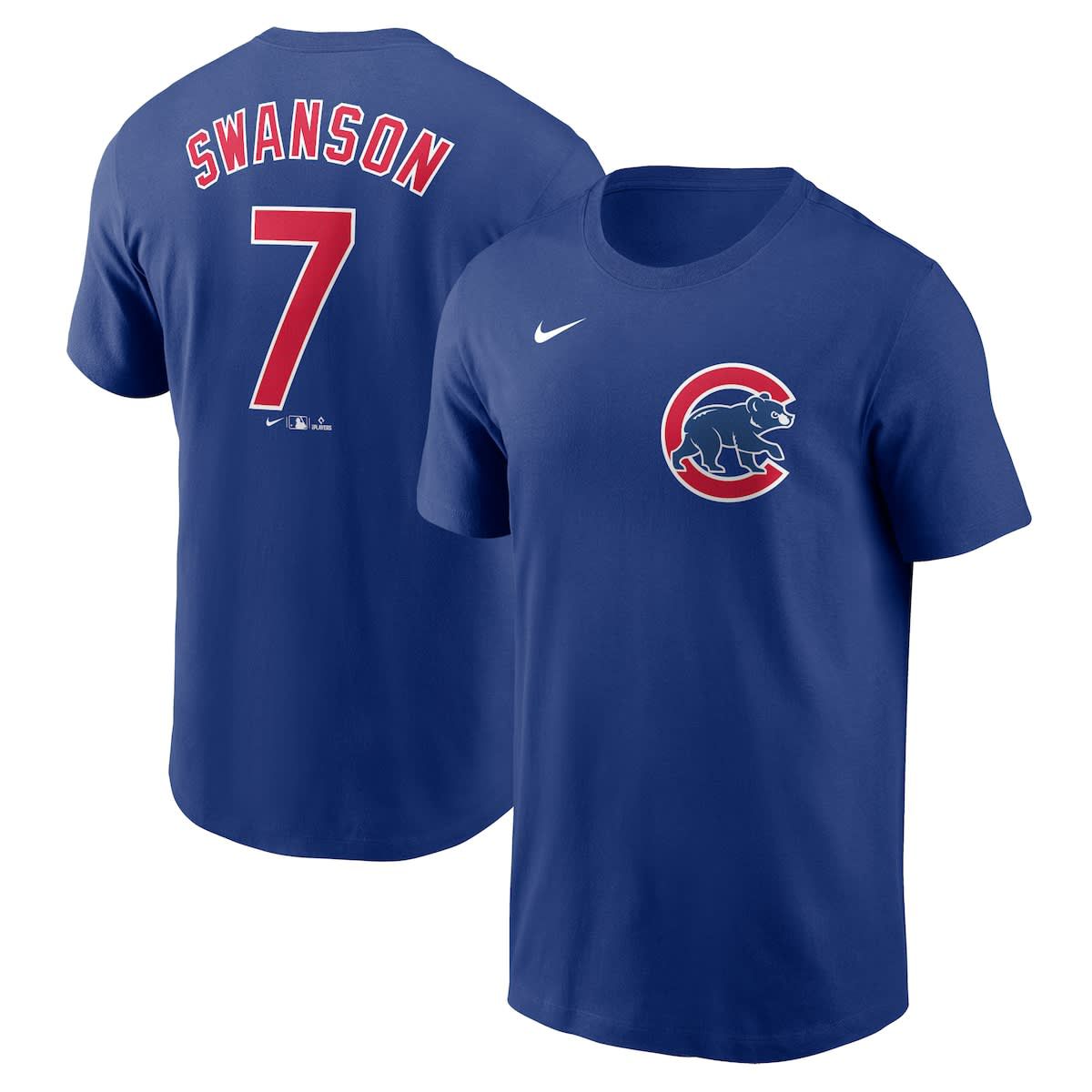 MLB Nike Dansby Swanson Chicago Cubs Fuse Name & Number T-Shirt