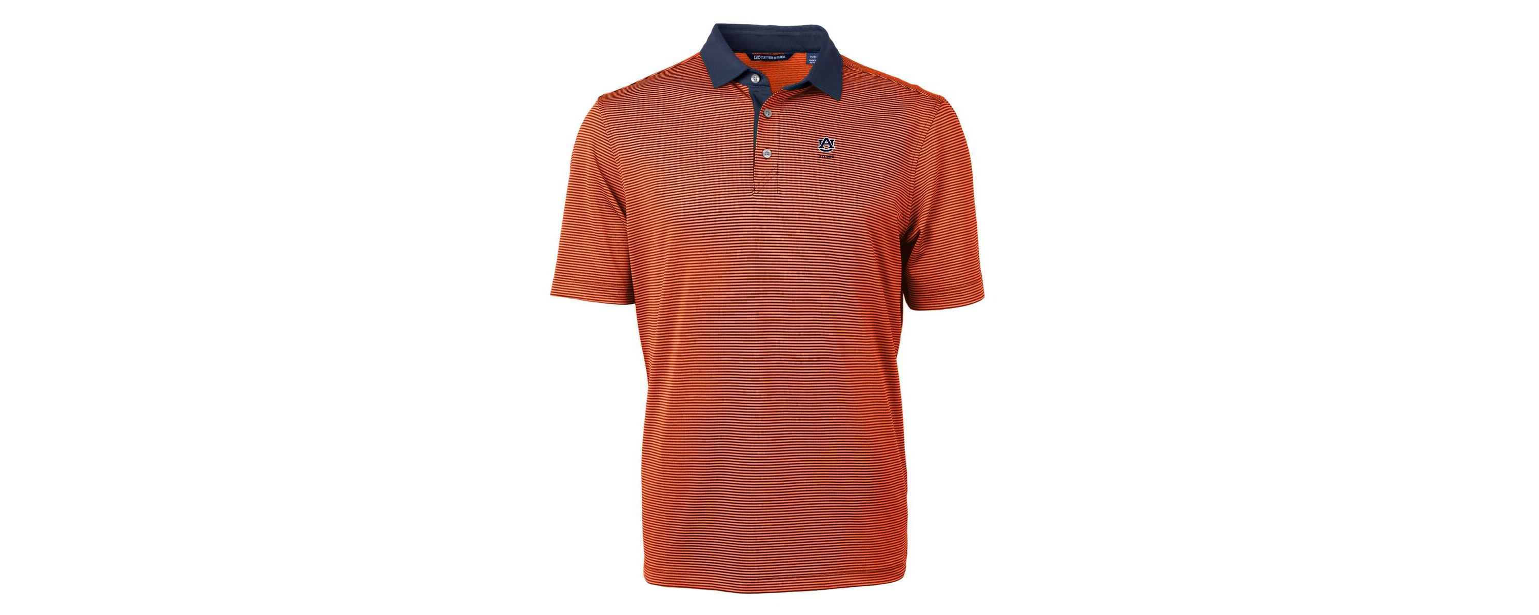 NCAA Auburn Tigers Alumni Logo Virtue Eco Pique Micro Stripe Recycled Polo