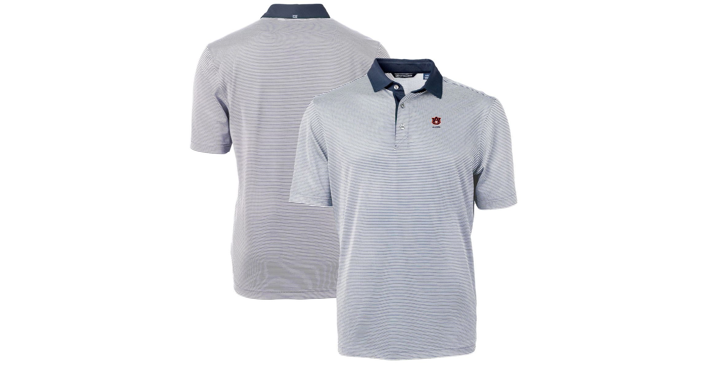 NCAA Auburn Tigers Alumni Logo Virtue Eco Pique Micro Stripe Recycled Polo
