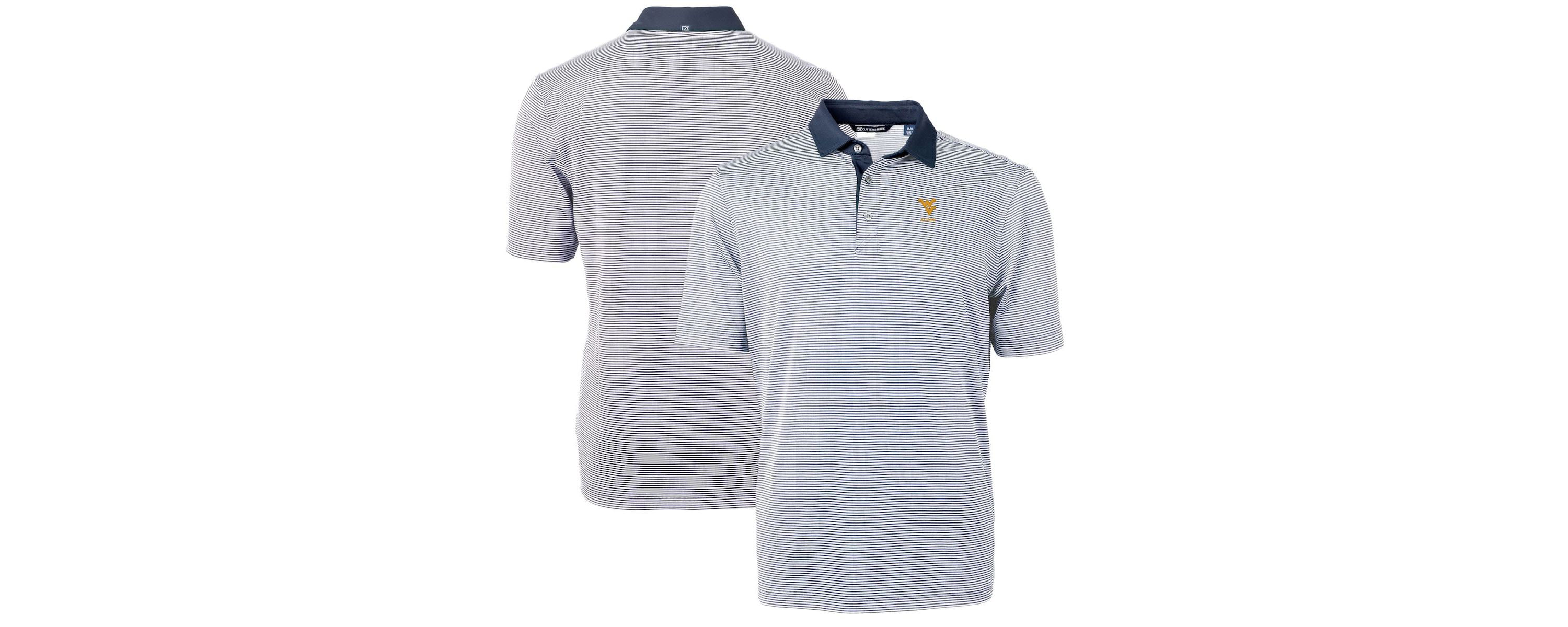 NCAA West Virginia Mountaineers Alumni Logo Virtue Eco Pique Micro Stripe Recycled Polo