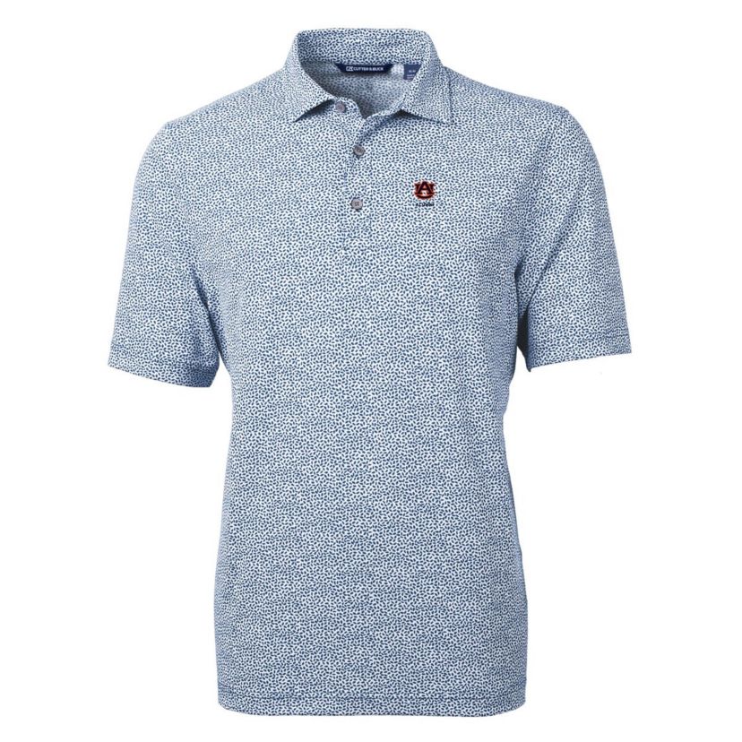 NCAA Auburn Tigers Alumni Logo DryTec Virtue Eco Pique Botanical Print Recycled Polo