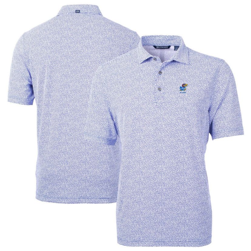 NCAA Kansas Jayhawks Alumni Logo DryTec Virtue Eco Pique Botanical Print Recycled Polo