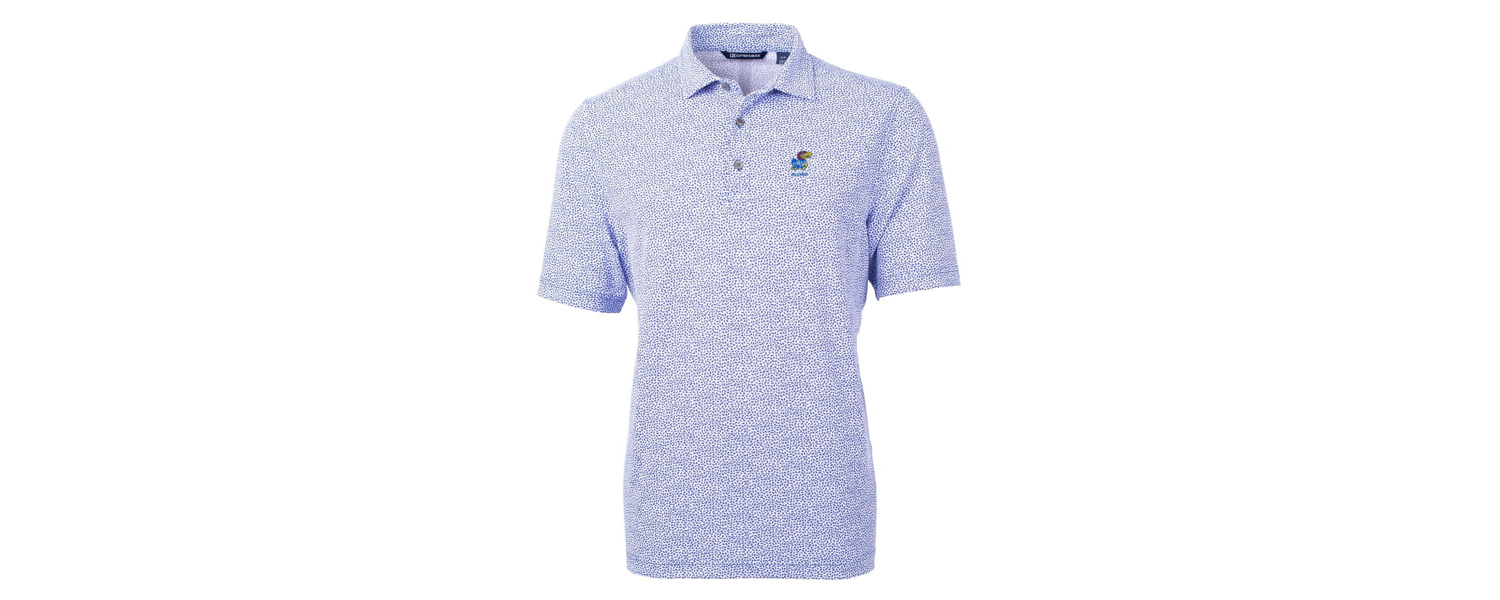 NCAA Kansas Jayhawks Alumni Logo DryTec Virtue Eco Pique Botanical Print Recycled Polo