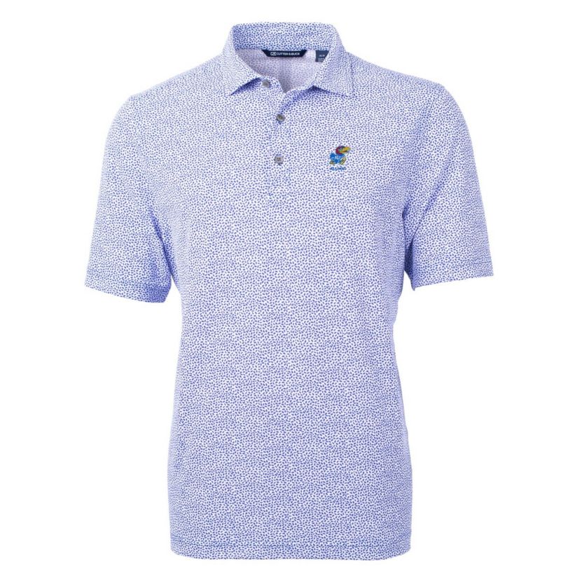 NCAA Kansas Jayhawks Alumni Logo DryTec Virtue Eco Pique Botanical Print Recycled Polo