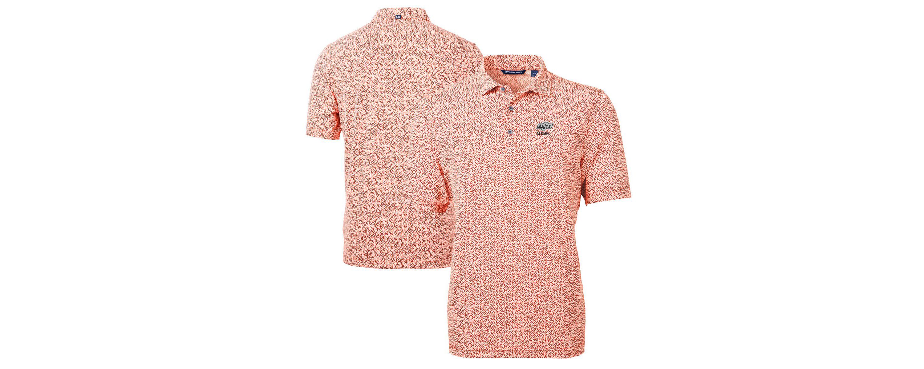 NCAA Oklahoma State Cowboys Alumni Logo DryTec Virtue Eco Pique Botanical Print Recycled Polo