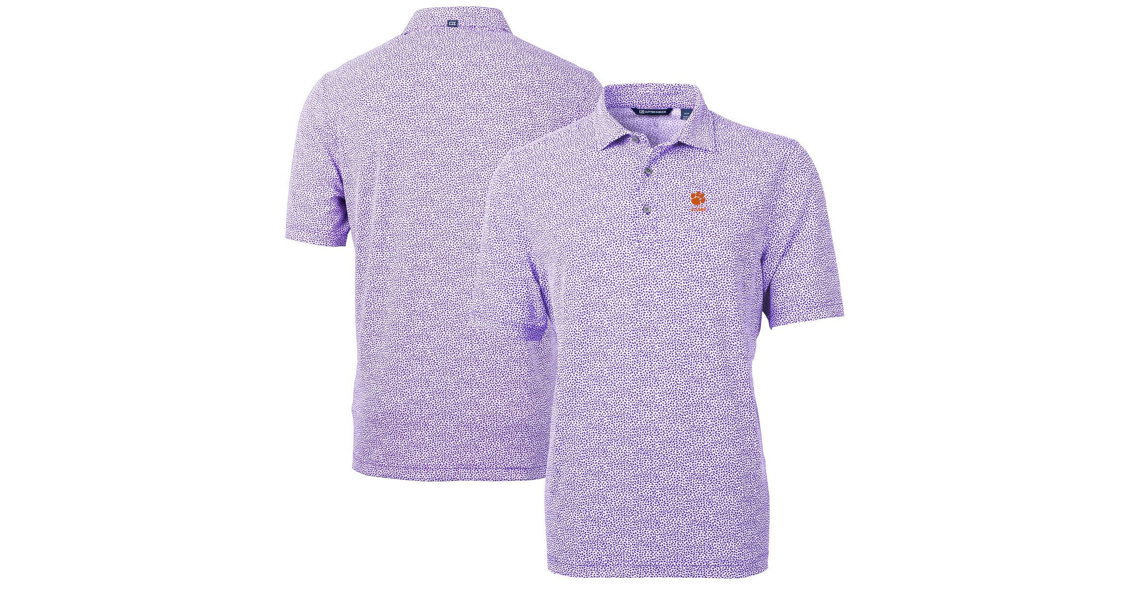 NCAA Clemson Tigers Alumni Logo DryTec Virtue Eco Pique Botanical Print Recycled Polo