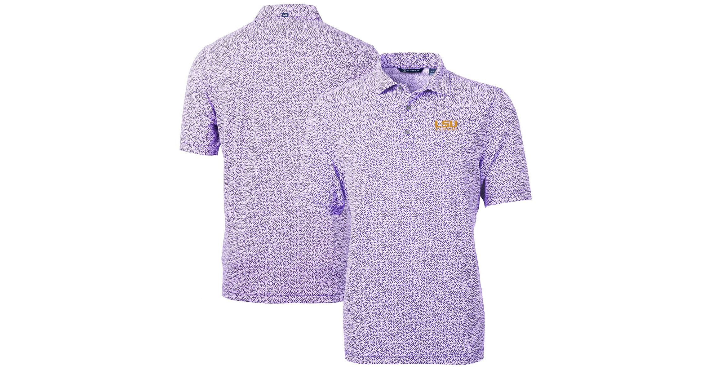 NCAA LSU Tigers Alumni Logo DryTec Virtue Eco Pique Botanical Print Recycled Polo