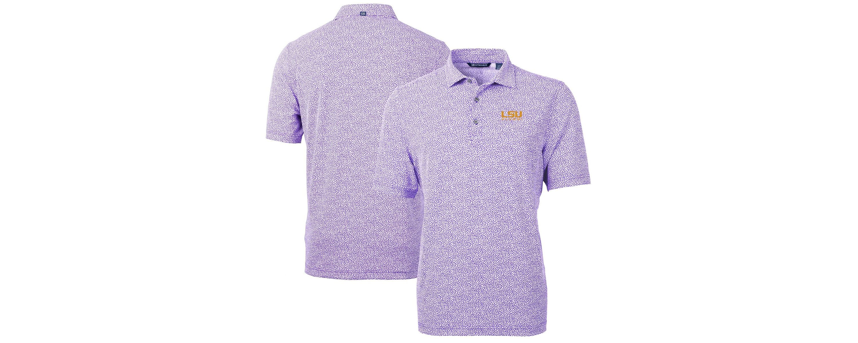NCAA LSU Tigers Alumni Logo DryTec Virtue Eco Pique Botanical Print Recycled Polo