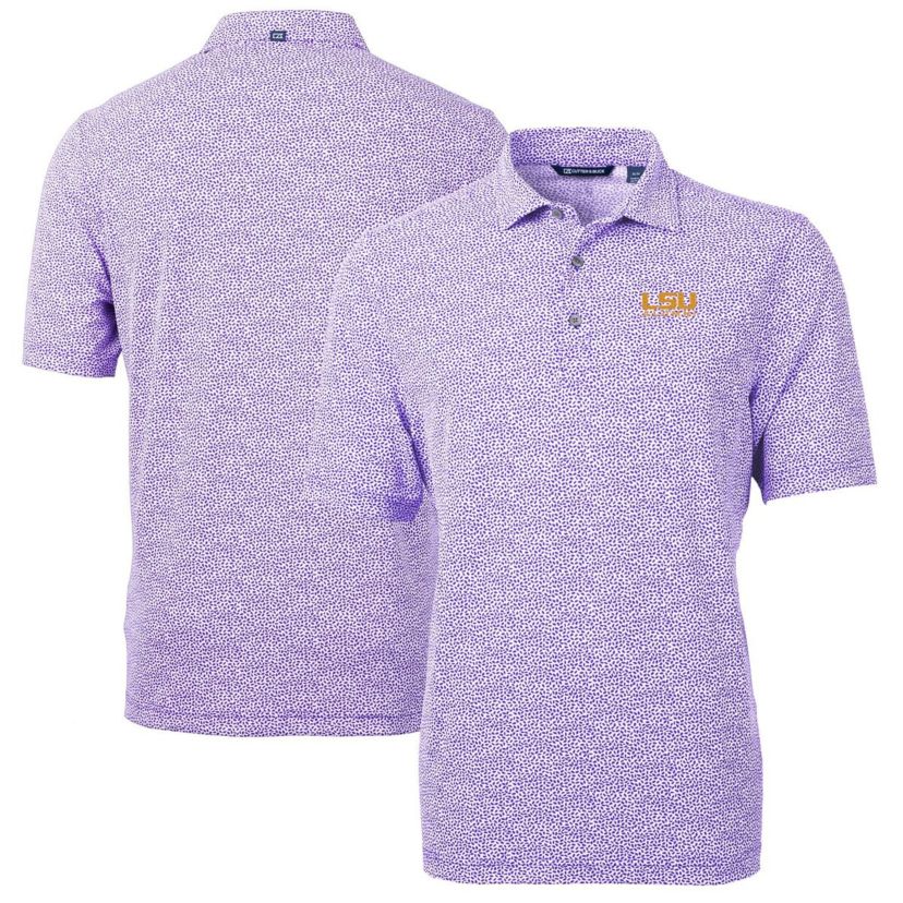 NCAA LSU Tigers Alumni Logo DryTec Virtue Eco Pique Botanical Print Recycled Polo
