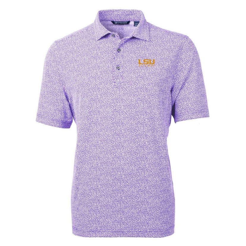 NCAA LSU Tigers Alumni Logo DryTec Virtue Eco Pique Botanical Print Recycled Polo