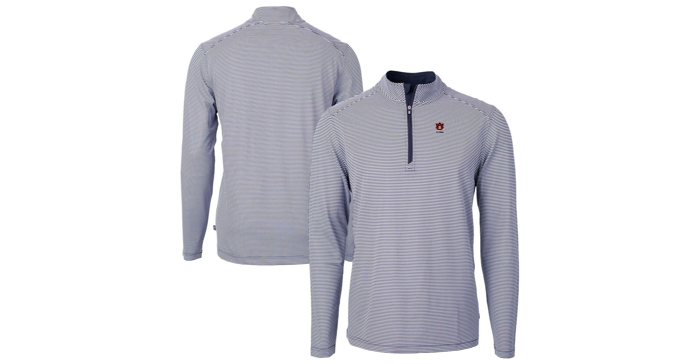 NCAA Auburn Tigers Alumni Logo DryTec Virtue Eco Pique Micro Stripe Recycled Quarter-Zip Pullover Top