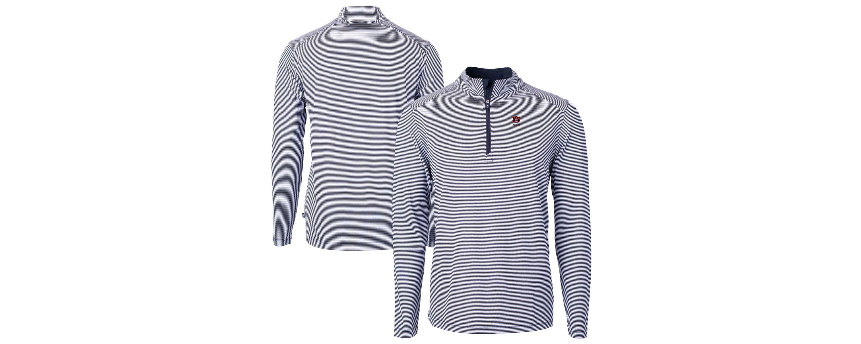 NCAA Auburn Tigers Alumni Logo DryTec Virtue Eco Pique Micro Stripe Recycled Quarter-Zip Pullover Top