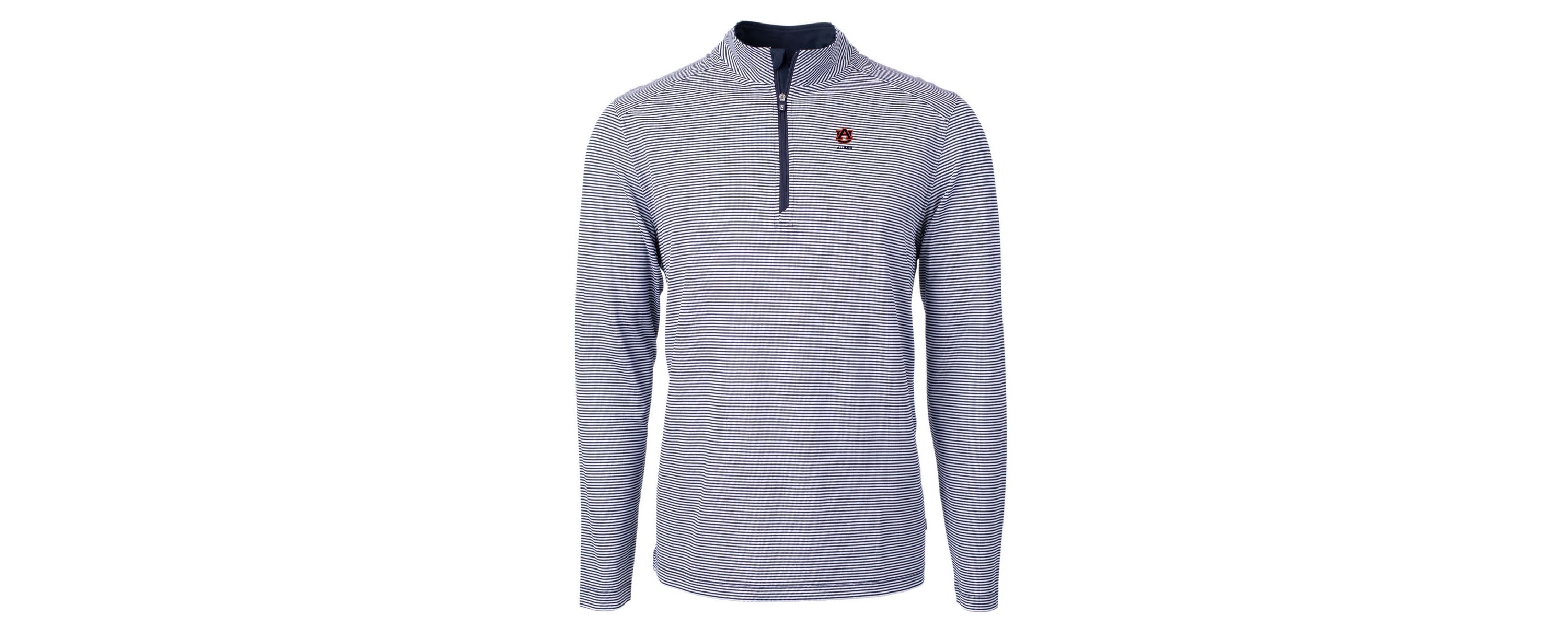 NCAA Auburn Tigers Alumni Logo DryTec Virtue Eco Pique Micro Stripe Recycled Quarter-Zip Pullover Top