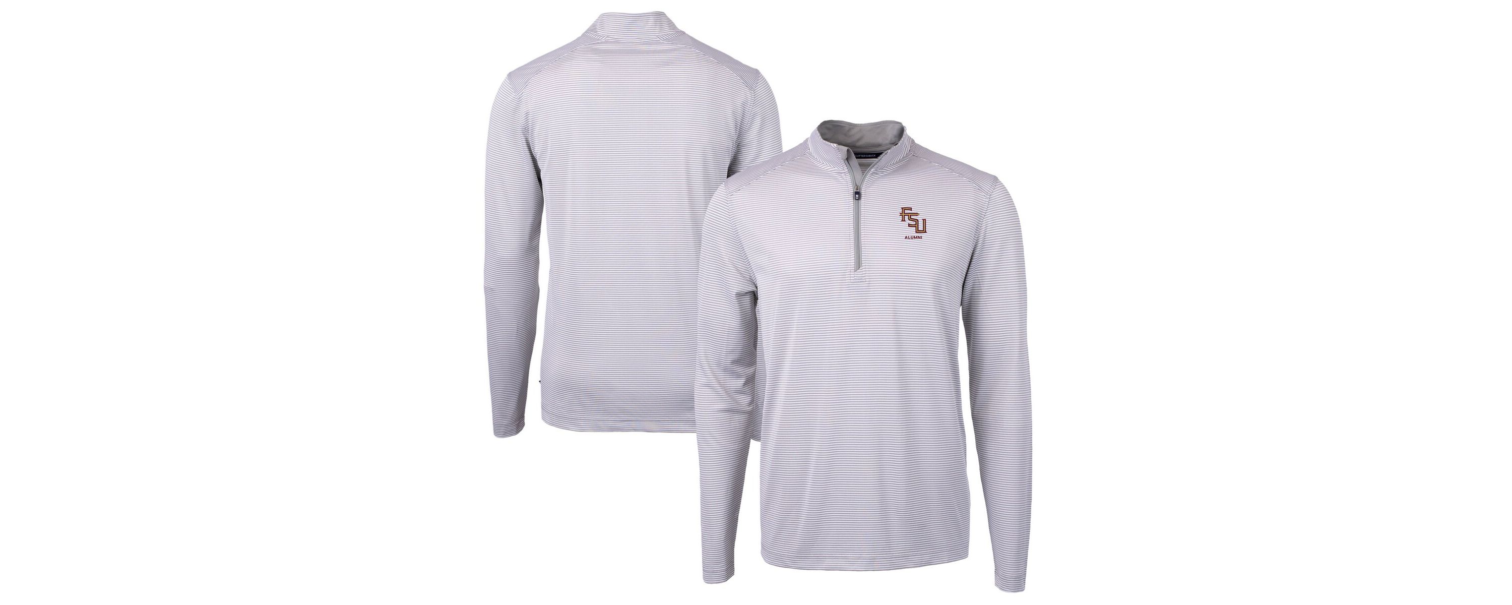 NCAA Florida State Seminoles Alumni Logo DryTec Virtue Eco Pique Micro Stripe Recycled Quarter-Zip Pullover Top