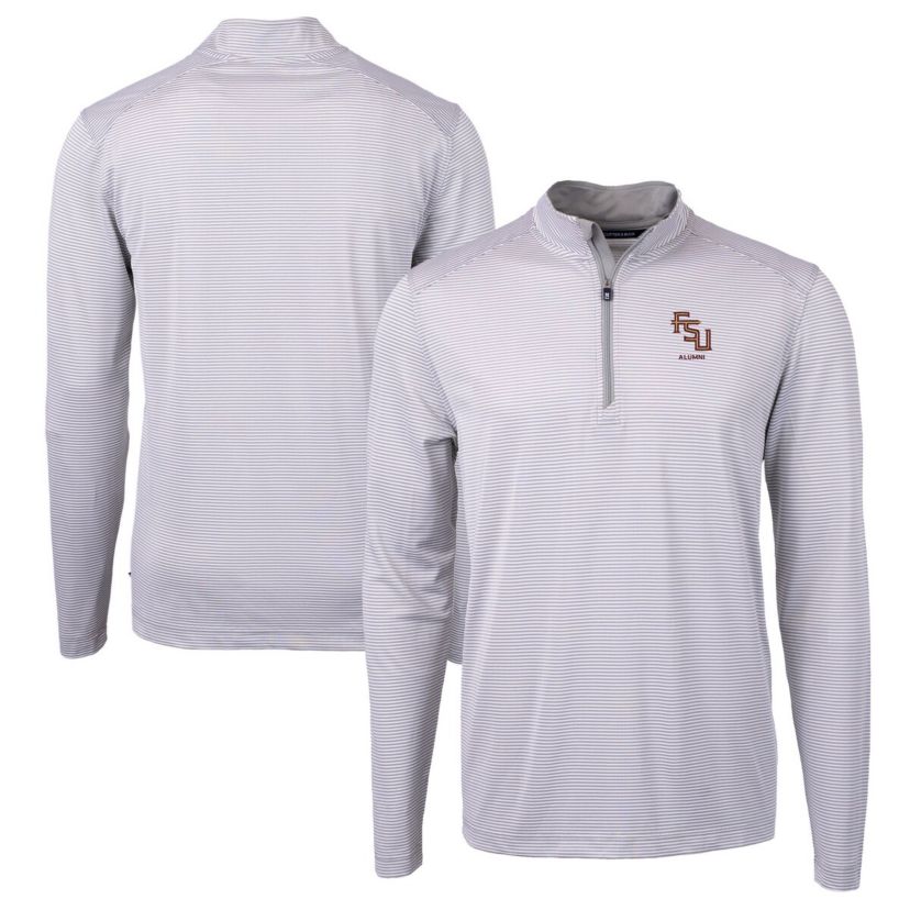 NCAA Florida State Seminoles Alumni Logo DryTec Virtue Eco Pique Micro Stripe Recycled Quarter-Zip Pullover Top