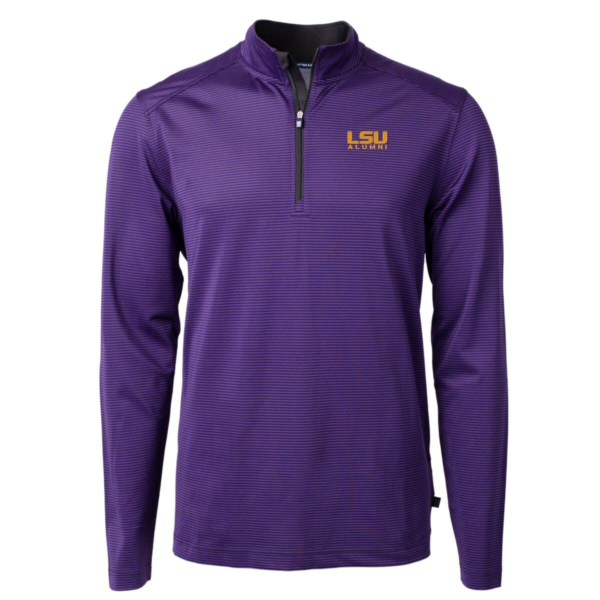 NCAA LSU Tigers Alumni Logo DryTec Virtue Eco Pique Micro Stripe Recycled Quarter-Zip Pullover Top