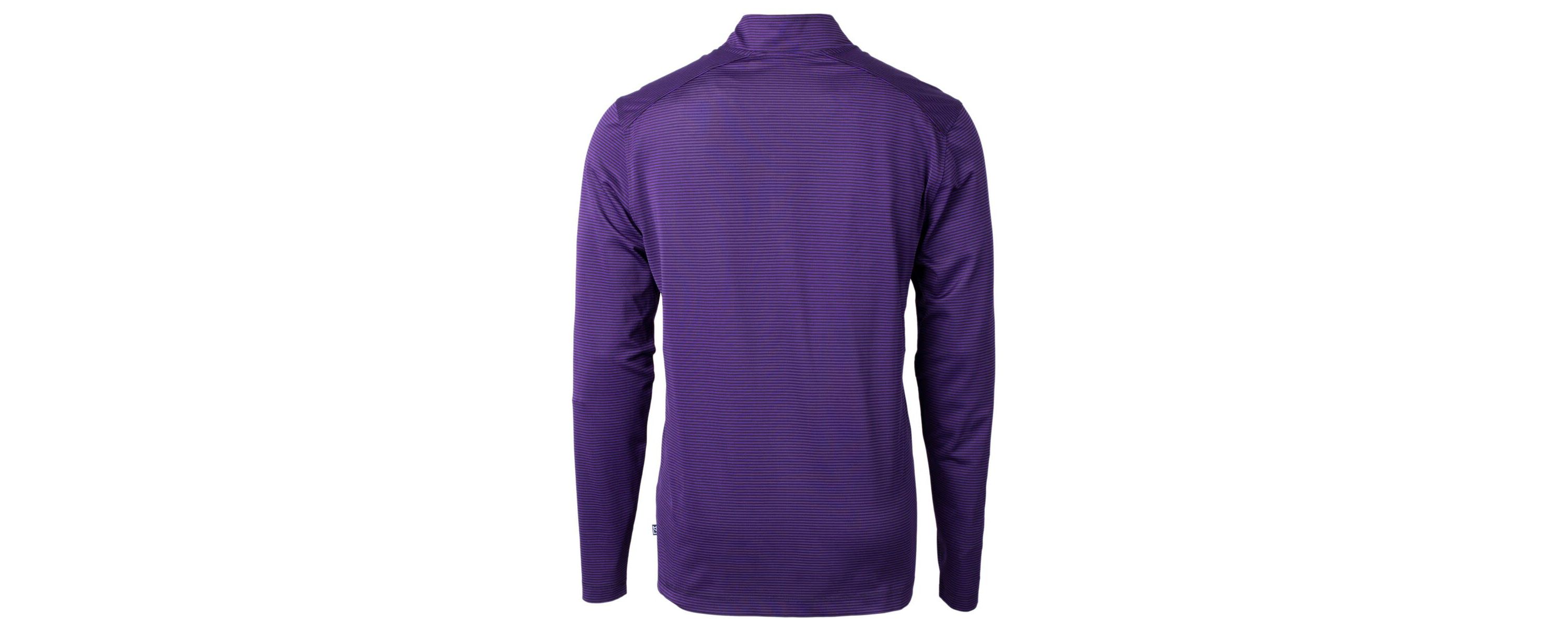 NCAA LSU Tigers Alumni Logo DryTec Virtue Eco Pique Micro Stripe Recycled Quarter-Zip Pullover Top