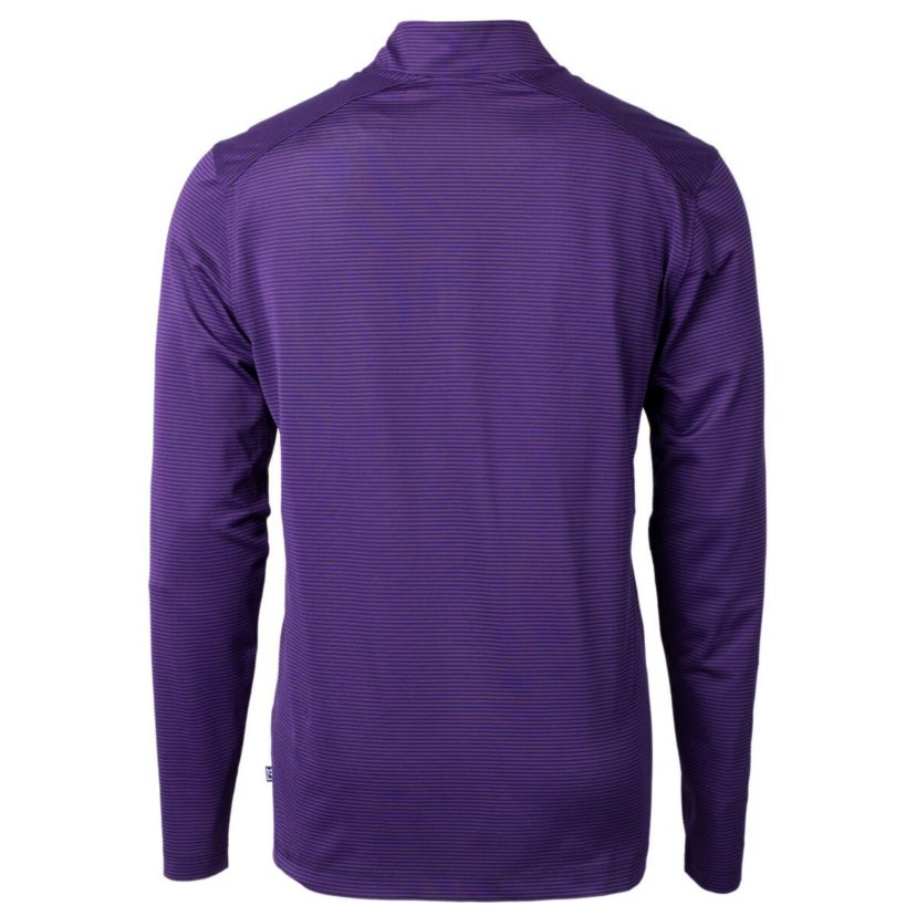 NCAA LSU Tigers Alumni Logo DryTec Virtue Eco Pique Micro Stripe Recycled Quarter-Zip Pullover Top
