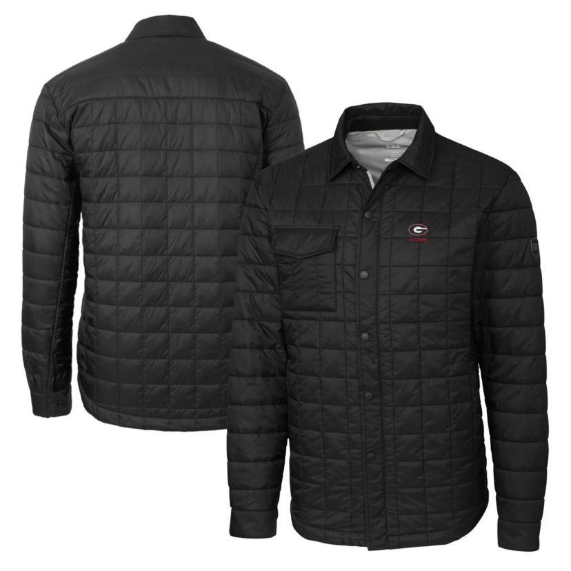 NCAA Georgia Bulldogs Alumni Logo Rainier PrimaLoft Eco Insulated Quilted Button-Up Shacket